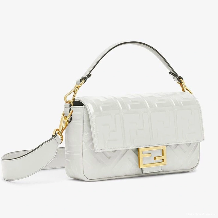 Cheap White FF In Motif Bag Baguette Fendi Leather Medium Nappa 0812